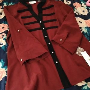 Mandarin/military style top BNWT